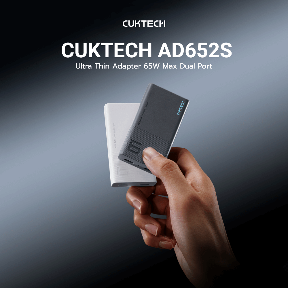 หัวชาร์จเร็ว CUKTECH GAN3 AD652S 65W USB-C 2 พอร์ต สีเทา (รองรับ PD3.0 ,PPS,QCU)_1